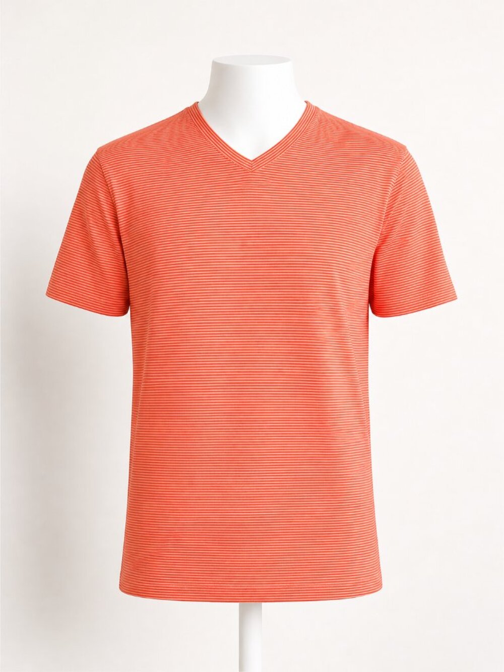 32 Degrees COOL Short Sleeve V-Neck Orange/White Size Medium EUC